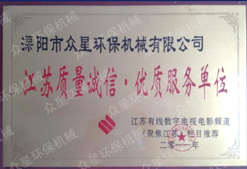 江蘇質(zhì)量誠信 優(yōu)質(zhì)服務(wù)單位